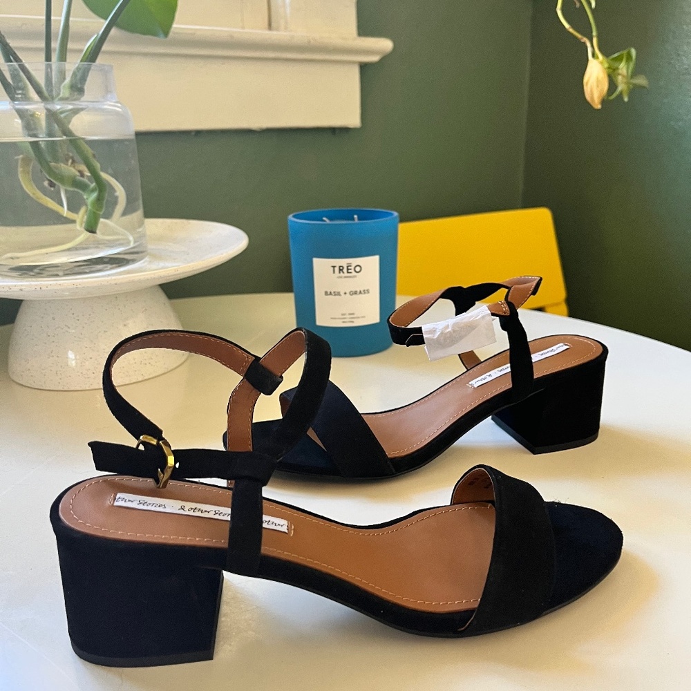& other stories black suede heels